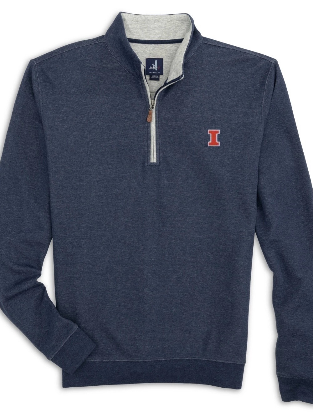 Men's Navy Quarter-Zip Sweater with Orange 'I' Patch
